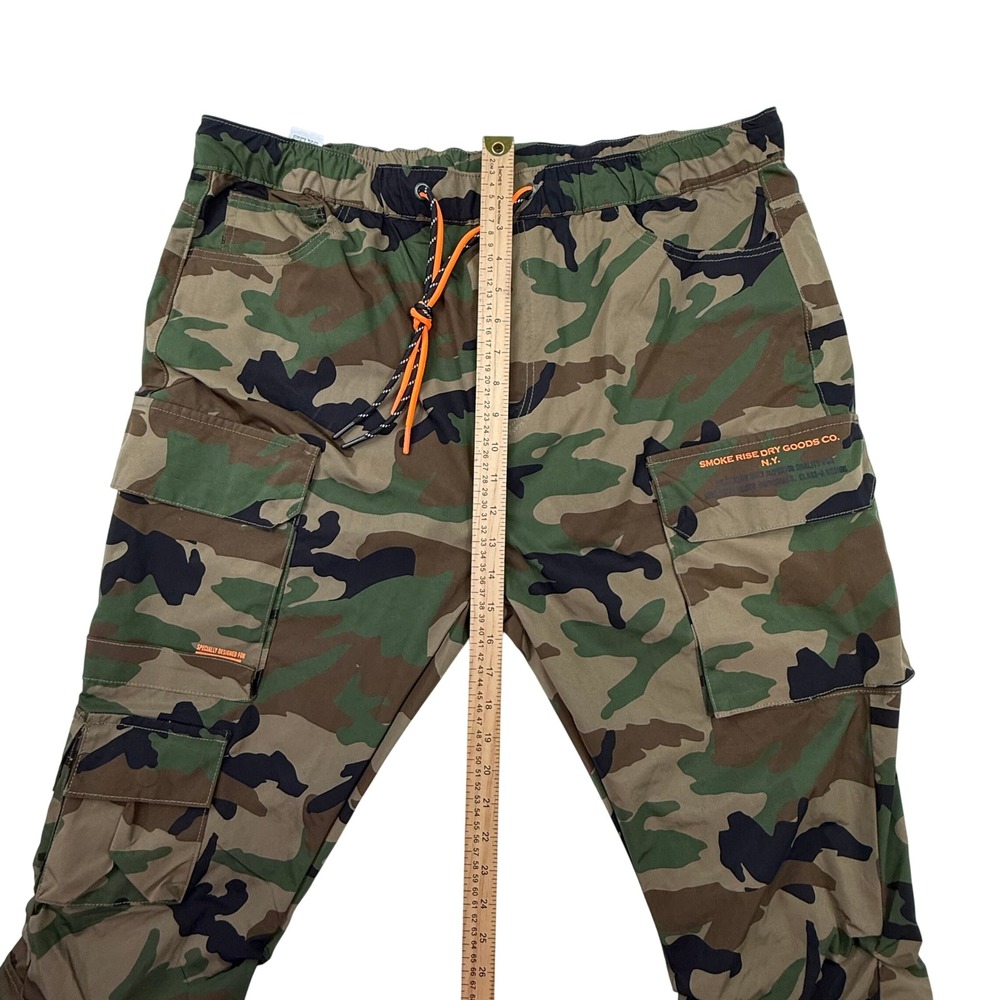 Smoke Rise Mens XL Woodland Camo Stacked Cargo Pants Utility Streetwear Green - Picture 5 of 9